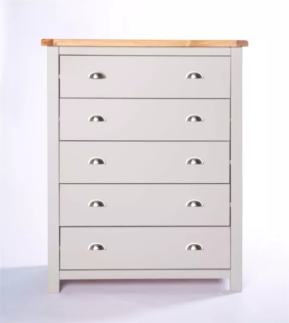 Unidad de madera de almacenamiento de muebles de dormitorio gris claro de 5 cajones