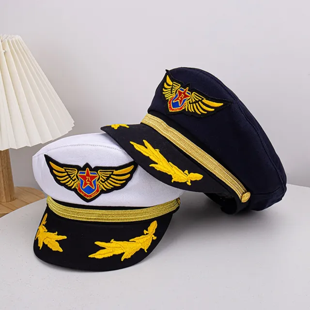 Unisex Captain New Hat Flat Top Decoration Cap Gift Adult Cosplay Headwear Gold