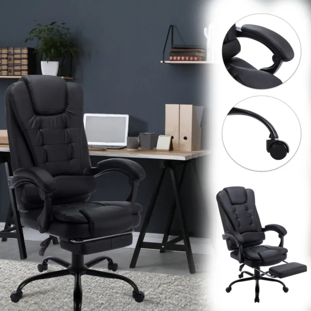 Drehstuhl Bürostuhl Schwarz Gaming Stuhl Ergonomischer mit Fußstütze und Rollen