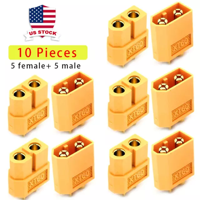 5 pairs AMASS XT60 XT-60 Male Female Gold Plated Bullet Connectors RC Lipo Plug