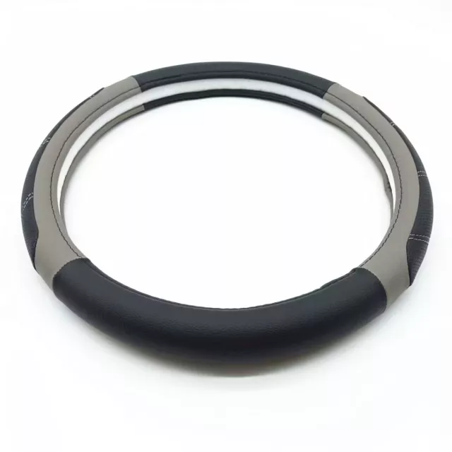 15in 38cm Car Steering Wheel Cover PU Leather Anti-slip Luxury Accessories Gray