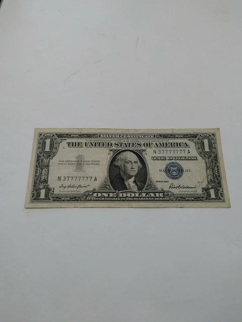 One Dollar Bill Silver Certificate Repeater 7 7's Fancy Serial Number Series 57