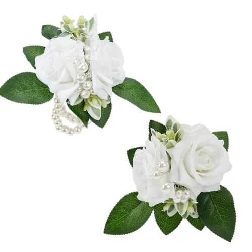 Meldel Prom Corsage and Boutonniere Set Groomsmen Groom Artificial Boutonnier...
