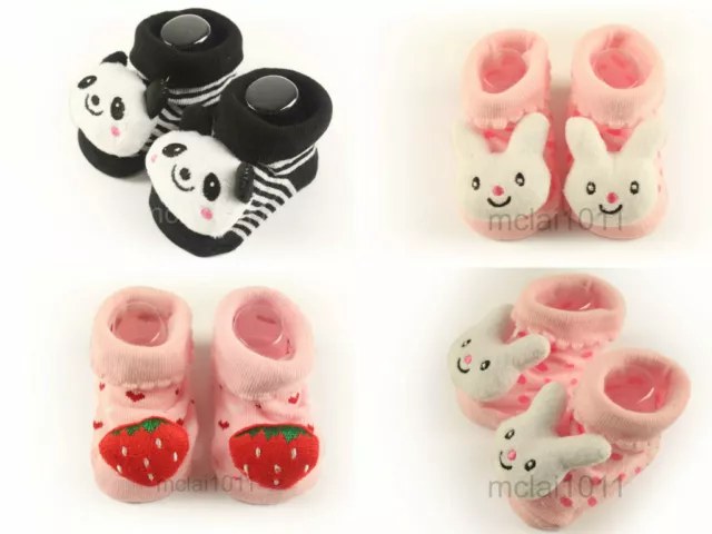 x4 nouveau-né 12M bébé fille 3D chaussettes de dessin animé chaussette plus chaude mignonne baby-shower cadeaux