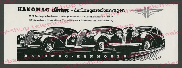 o. Reklame Maiwald Auto Hanomag Sturm Stromlinie Langstreckenwagen Hannover 1939