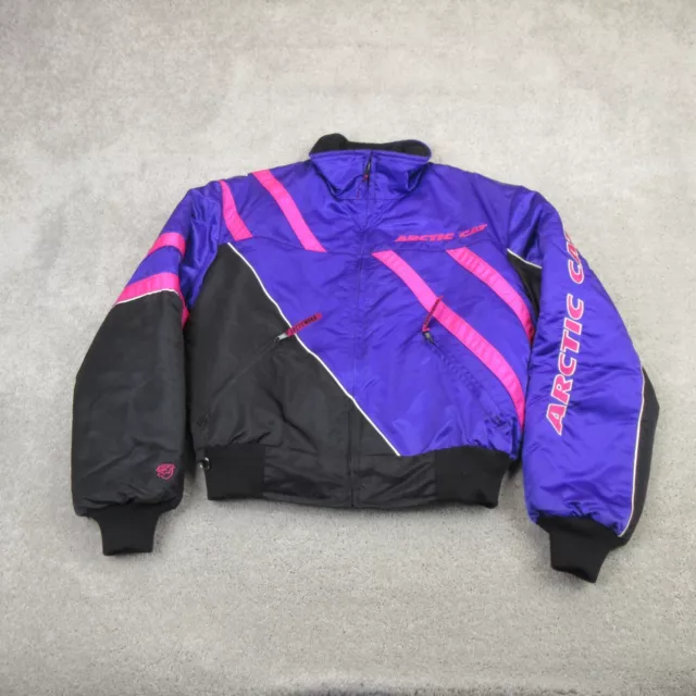 VINTAGE Arctic Cat Jacket Womens Medium Purple Black Snowmobile Quilted 90s