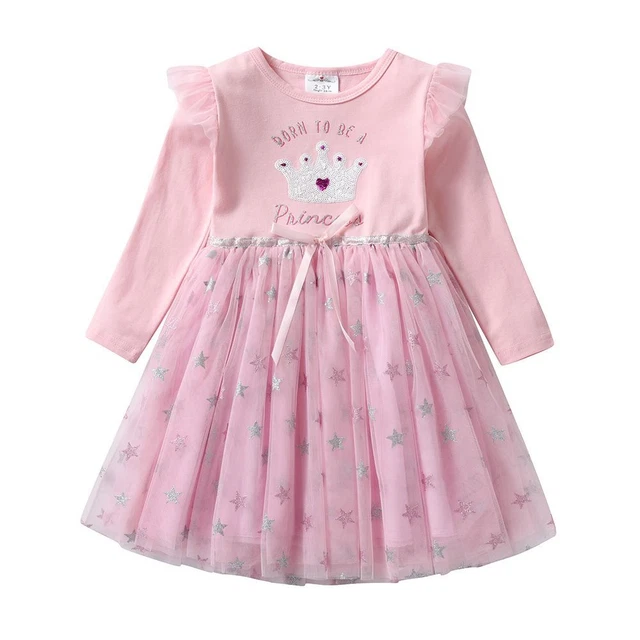 A Zampa Maniche Casual Abito per Bambine Principessa Fiocco Primavera Autunno