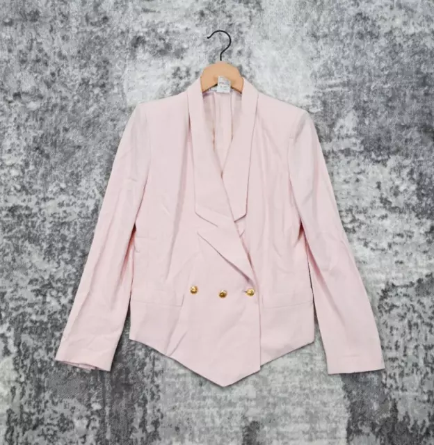 Sonia Rykiel Blazer Womens Pink Double Breasted Gold Button Jacket 40 / US 8