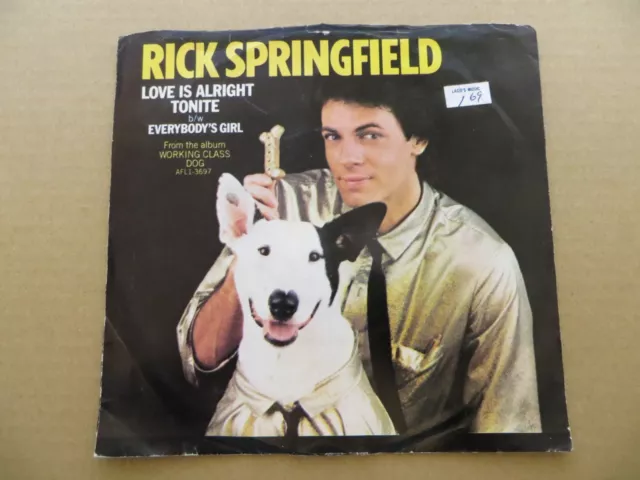 Rick Springfield – Love Is Alright Tonite - 1981 - RCA PB-13008 7" Single VG+/VG