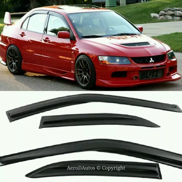 01-06 Mitsubishi Lancer Evo 7 8 9 OE Style Déflecteur Visières 4 Pièce UK