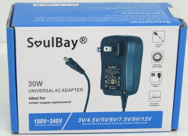 Soulbay, 30 W Universal AC Adapter. 100V-240V.  NIB.
