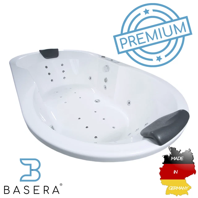 Bañera de hidromasaje Basera® PREMIUM Indoor Podest Corvo 195 x 100 cm con 29 M...