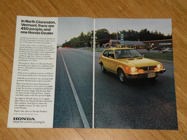 Magazine Ad - 1977 - Honda  - (two pages)