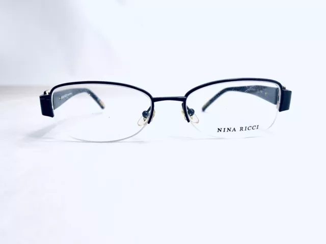 New Nina Ricci Black Oval Half Rim Glasses France NR 2402F C01 51 17 135