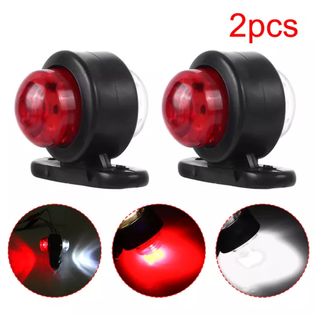 2X Red/White LED Double Face Marker Light Turn Signal Truck Trailer Fender Lamp