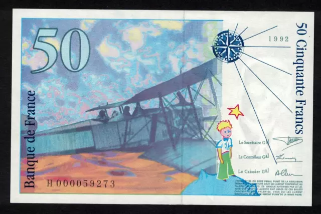 50 FRANCS SAINT-EXUPÉRY FRANCE 1992 new uncirculated banknote paper money 2