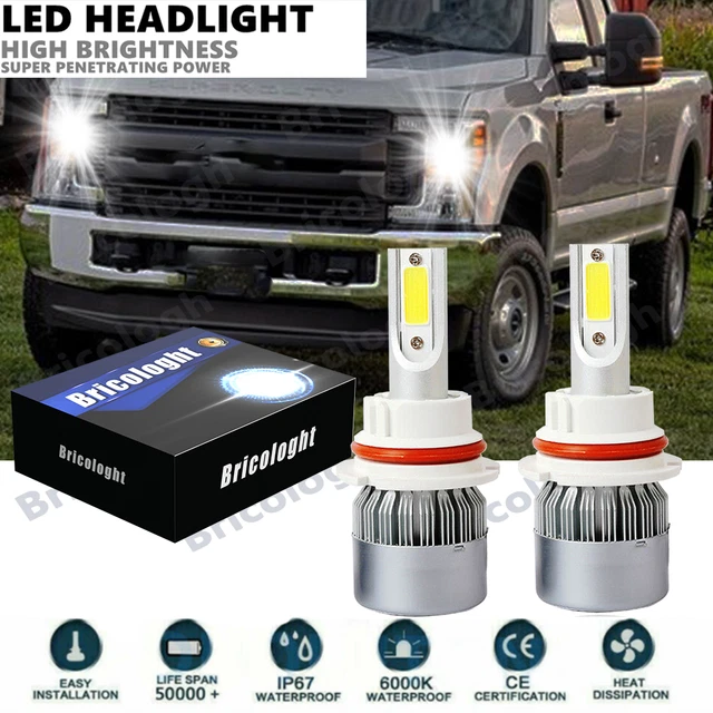 9007 White LED Headlights Bulbs for Ford F250 F350 Super Duty 99-04 Hi/Lo Beams