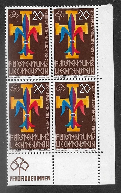 Liechtenstein 1981 Boy Scouts Girl Guides Corner Block Of 4
