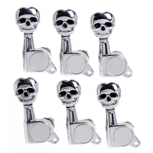 Skull Sealed Gear Electric Guitar Tuning Pegs Machine Heads Keys Chrome 6 Right