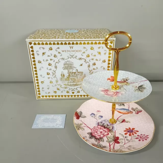 Wedgwood Cuckoo Floral Cake Stand Bird Design Bone China Tea Boxed Gift -CP