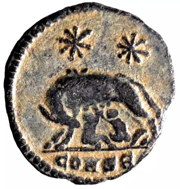 VRBS ROMA City Commemorative BI Nummus. Struck under Constantine Roman Coin wCOA