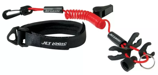 Jet Logic PWC Jet Ski Lanyard, 4 keys in 1, Wrist Band, Floats, Whistle, Red