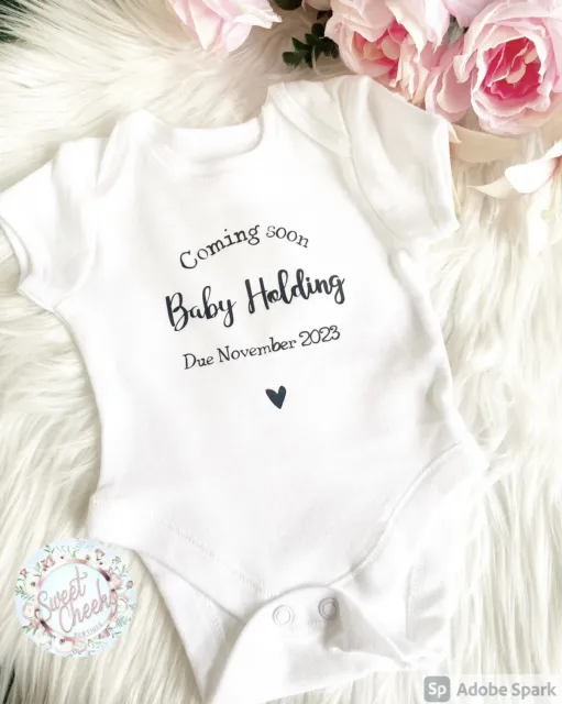 Personalised Baby Grow Pregnancy Announcement Bodysuit Vest Gift Present Unisex
