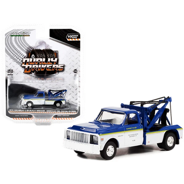 1972 Chevrolet C-30 Dually Wrecker Truck White and Blue with Yellow Stripes "...