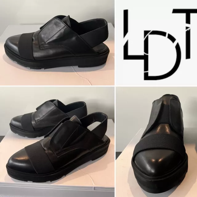 LD TUTTLE New Black Leather,Platform Elasticise Trim Handcrafted Shoe 38EU/7.5US LD TUTTLE New Black Leather,Platform Elasticise Trim Handcrafted Shoe 38EU/7.5US