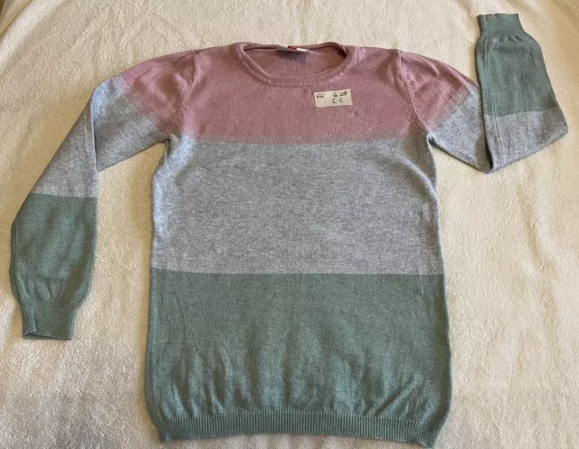 Pullover rosa/grau/grün gestreift Gr. 128 (672)