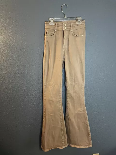 Judy Blue Size 0/24 Tan Flare Bottom Jeans