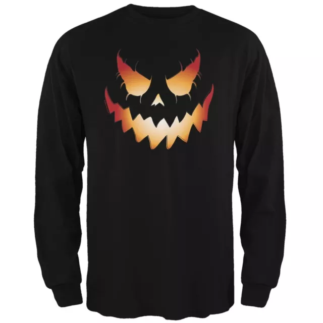 Halloween Evil Jack-O-Lantern Pumpkin Black Adult Long Sleeve T-Shirt