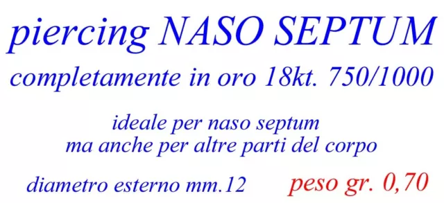 Piercing Body Nariz Círculo Septum Oro Amarillo Blanco 18kt. White Gold 18k 2