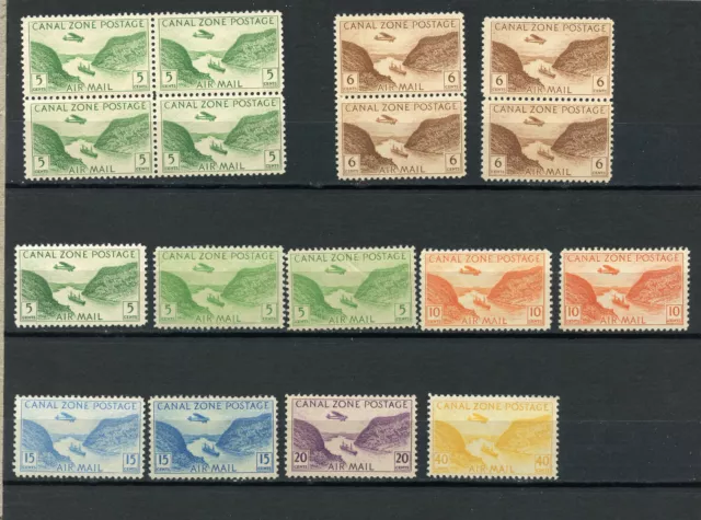 United States Canal Zone Air Mail C7-C11/C13 VF MNH/MH og 1931-1949