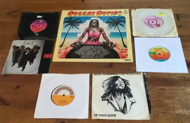 Reggae Vinyl Singles collection - Bob Marley, Lee Perry etc. Bonus LP. VG/+