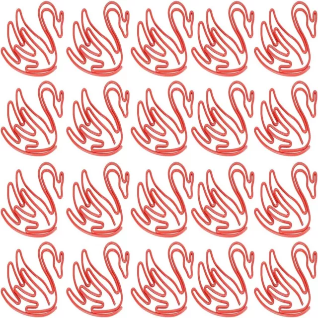 20 Pcs Creative Paper Clips Red Paper Clamps Cute Bookmark  Office