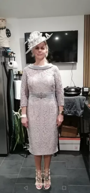 VENI INFANTINO MOTHER Of The Bride Silver And Blush Dress Size 14 £140. ...