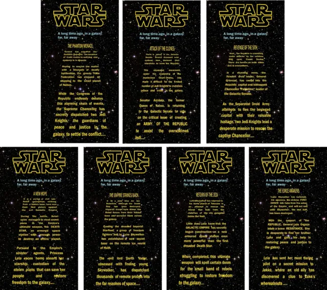 Star Wars Episode 1-7 Force Awakens Opening Crawl Wall Art Self Adhesive Poster