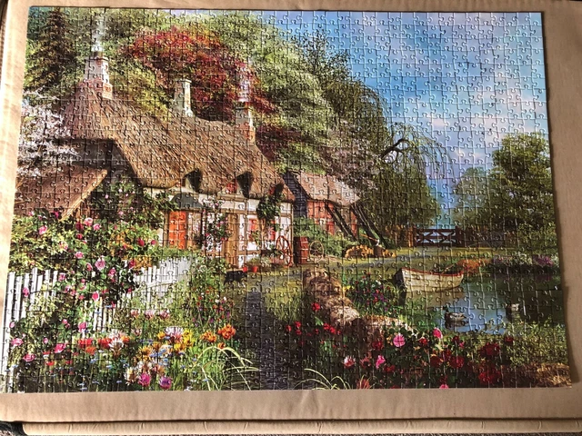 WHSMITH JIGSAW PUZZLE 1000 Piece Country Cottage By The Canal Complete ...