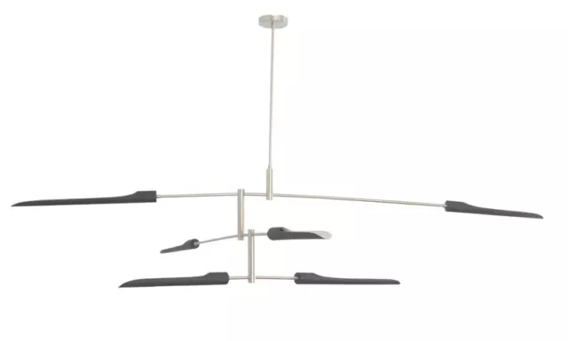 6 Light Mid Century Cut Pipe Brass Sputnik chandelier light Ceiling Fixture dfg
