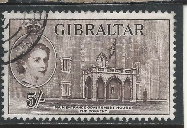 GIBRALTAR 1953-59 5s DEEP BROWN USED SG 156 CAT £18