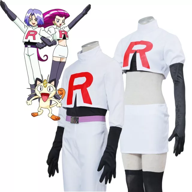 Anime Pokemon Cosplay Pocket Team Rocket Full Set Jessie James Costume Halloween