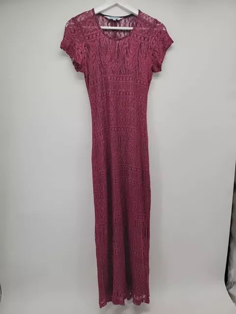 Womens Hourglass Dress Red Maxi Nice Lace Style Size M
