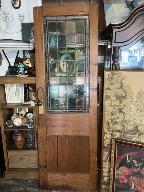 Old Railroad (Orient Express)Car Door With Stained Leaded Glass