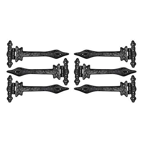 T Hinge Set - 6 Piece Gate Hinges for Wooden Fences Heavy Duty - Barn Hinges