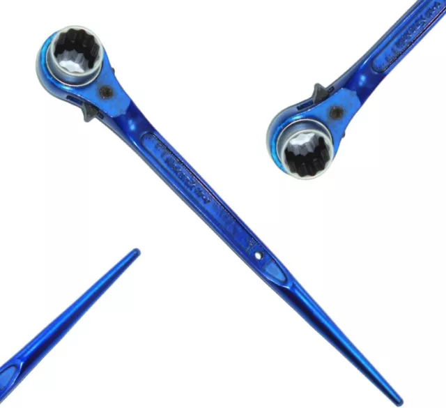 Scaffold Spanner / Ratchet Podger Spanner 17mm x 19mm Electric Blue Finish