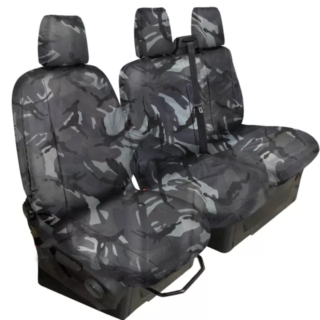 Ford Transit Mk8 -Fully Tailored Van Seat Covers Camo Grey Nylon Hdm 2-1