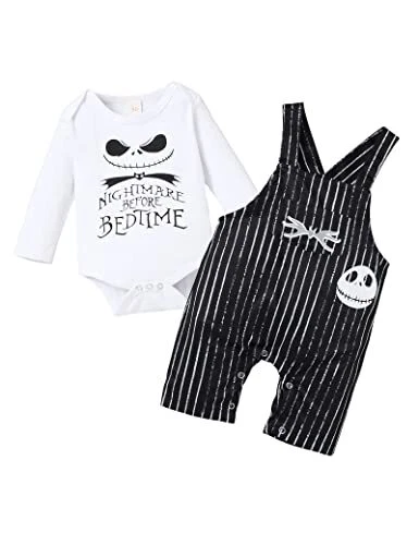Baby Boy Girl Clothes 2PCs Outfit Set Nightmare Before 6-9 Months Boy Black