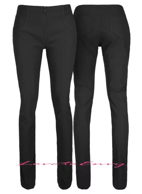 Ladies Girls Womens Black School Work Trousers Quality Stretch Skinny Work Pants