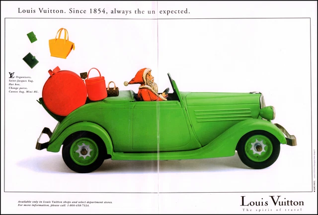 1995 Santa Claus driving classic car Louis Vuitton bags photo print ad ads73